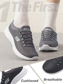 Skechers 女士休闲缓震低帮运动鞋，户外运动 897993 - 炭灰色 - 查看 1