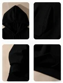 2026 LC Women's Casual Polyester Knitted Sportswear - Hooded Long Sleeve Sweatshirt With Pockets & Matching Sports, Letter Print Design - Autumn And Winter Series Casual Daily Wear Halloween Costumes,Thanksgiving Clothing,Hoodie Autumn And Winter,Fall Clothes Plus Size,Sweatshirt,Fall Clothes Women,Hoodie Autumn And Winter,Male And Female Neutral,Fall Clothes Plus Size,Sweatshirt,Fall Clothes Women,Vacation Outfits Women,Valentines Gifts,Summer Outfits,Tops - 黑色 - 查看 3