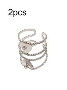 2个不锈钢几何宽环可调节开口环，适用于DIY戒指，带跳环底座，戒指包边篮式珠宝配件 - 戒指底座 - 查看 13