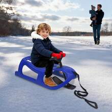 LYNICESHOP Snow Sled For Kids,SnowRush Sledge,Single Rider Racer Toboggan With Pull Rope And Steering Wheel, 220 Lbs Capacity Outdoor Plastic Winter Sleigh For Toddlers & Kids. Holiday Gift (US Stock) Faster Delivery - Blue - View 2