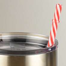 12 Piece 9 Inch Reusable Plastic Thick DrinFKing Straws  Mason Jar Straws Transparent Small Stripe (9inch Dark Blue) - Màu xanh đậm, 9 inch, gói 12 cái - Xem 6