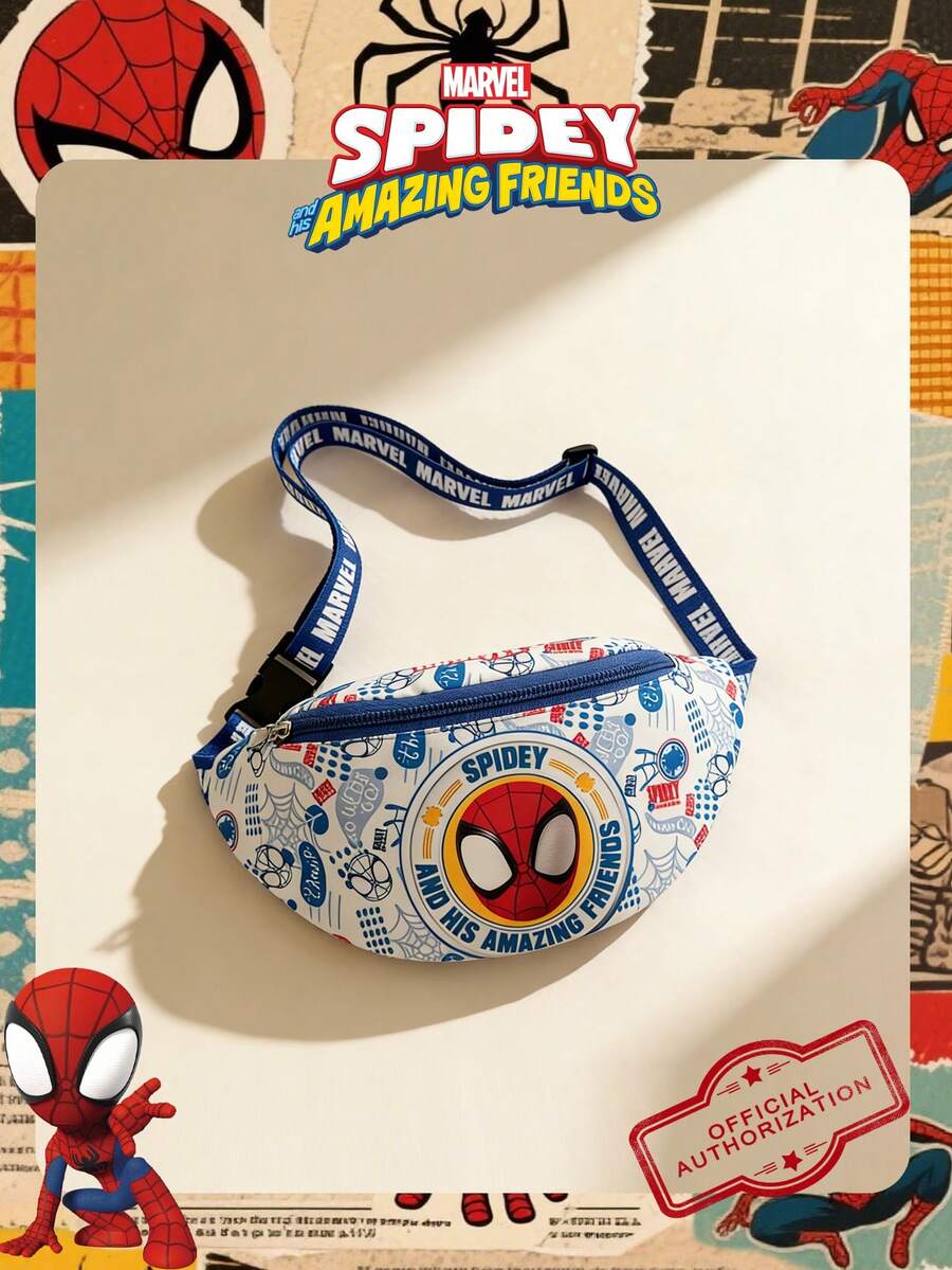 Marvel 1个漫威官方授权蜘蛛侠图案男士腰包，多功能斜挎包，男童休闲斜挎包，轻便可调节肩带胸包，卡通零钱包，臀包，适合男士、男孩、青少年、年轻粉丝、学生，完美适用于日常上学、户外玩耍、主题公园游玩、假日旅行、运动。 - 彩色 - 查看 1
