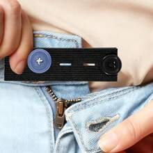 5pcs Adjustable Waistband Extenders - Elastic Pants Buckle For Maternity & Jeans, Available In Khaki, White, Blue, Black - A - View 4