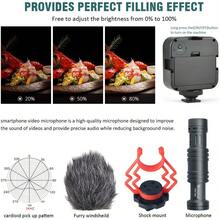 Video Vlogging Kit Smartphone Video Microphone Kit With Tripod/Phone Clip/LED Light/Mic/3.5mm/Type-C/ Lightning Cable/Remote Control, For  X  / A7 Camera : Cell Phones & Accessories - 1 - 查看 7