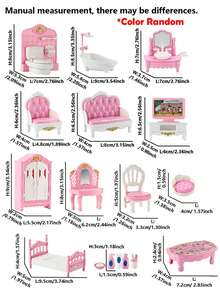 11件/22件迷你过家家粉棕色欧式浴室、客厅、卧室塑料娃娃屋配件，DIY欧式公主娃娃屋玩具，拍照道具，生日/节日礼物，随机图案包装，运输过程中可能受到挤压 - 彩色 - 查看 8