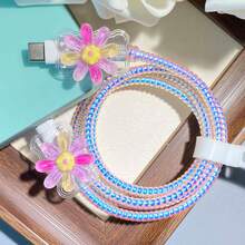 Type-C Cable Protector, Anti-Breaking Phone Data Transfer & Charging Cable Sleeve - Multicolor - View 4