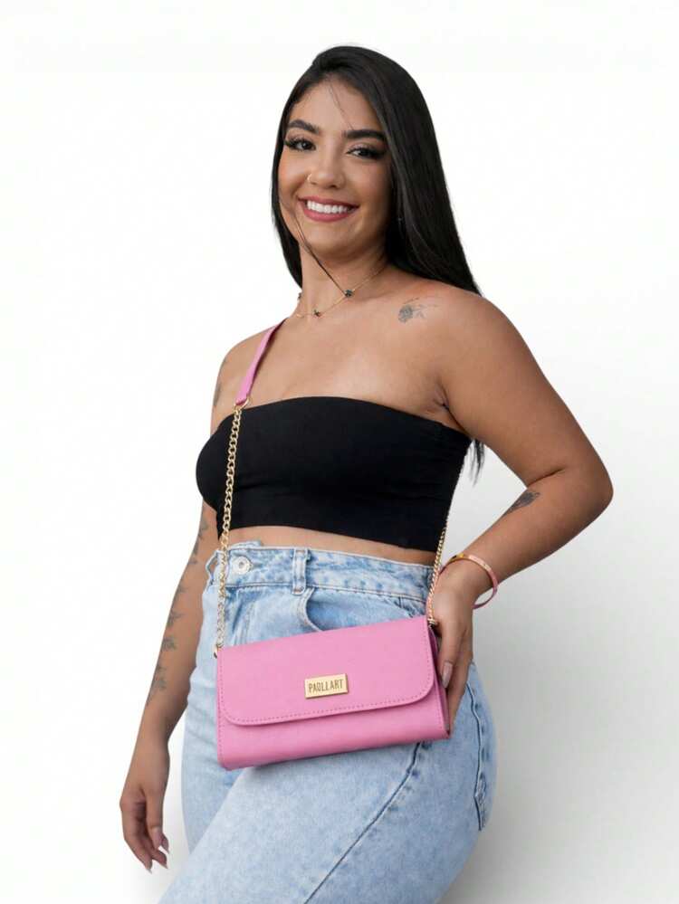 Women's Baladinha Crossbody Bag With Chain Strap Party Bag - Hồng - Xem 4