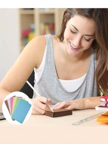 100 piezas de tarjetas en blanco de alta calidad, 8 colores de tarjetas de papel kraft, tarjetas de felicitación, notas de fiesta, tarjetas en blanco pequeñas de 3.66 X 2.17 pulgadas, tarjetas de mensaje, adecuadas para manualidades, escritura de notas, saludos comerciales, bodas, proyectos de bricolaje navideños, aprendizaje, negocios diarios, tarjetas de mensaje - Multicolor - Ver 3