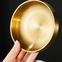 不锈钢金色调味碟，双层不锈钢圆形酱汁碟，汉堡和炸鸡酱汁碟，厨房餐桌用具及节日餐具 - 适合斋月使用 - 金色 - 查看 7