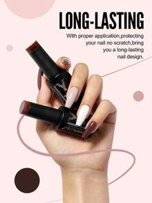 YOKEFELLOW 10毫升凝胶指甲油套装，包含灰裸色、酒红色、半永久指甲油、裸色指甲油、可卸UV/LED指甲油、自然裸色、杏色指甲油套装、可卸UV/LED美甲油、沙龙DIY指甲油，女士礼物 - 彩色 - 查看 6