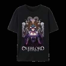 Overlord ​ Ainz Ooal Gown ​ ​   Graphic Cotton T-Shirt, Japanese Anime Unisex Short Sleeve Crewneck Shirt, - 黑色 - 查看 10