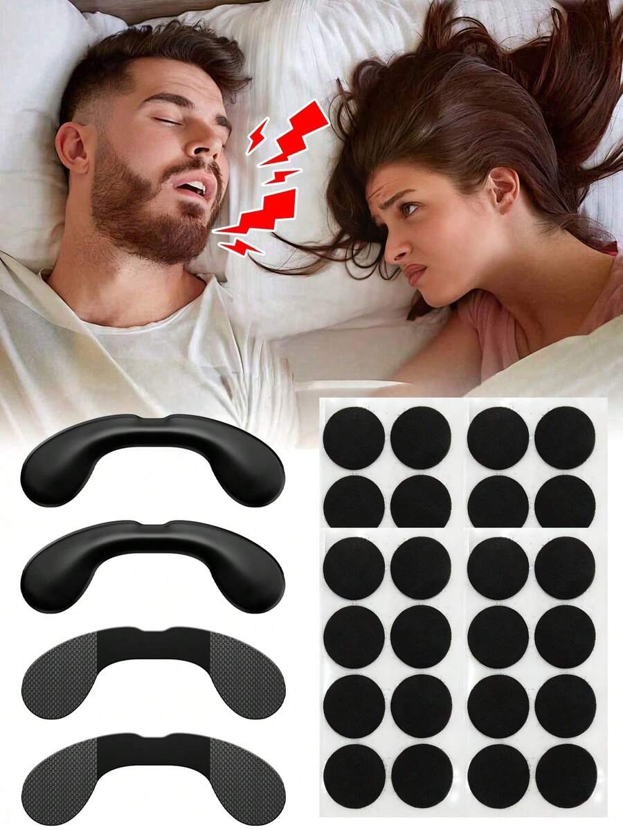 60/12pcs Set, Includes Hook And Loop Nose Expanders, 60pcs Black Round Nose Strips And 4pcs Nose Clips. This Is A Multi-Functional Nose Expander Set, Suitable For Use During Sports, At Home, Travel Or Business Trips. It Makes An Ideal Gift For Family, Friends And Loved Ones. - Black - View 1