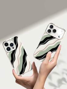 1pc Fashionable Creative Full Screen Asymmetrical Wave Striped Pattern Liquid Silicone Shockproof Soft Phone Case Compatible With Apple 11/12/13/14/14Plus/15/15Plus/16/16Plus/7/8Plus/17/17Pro - Multicolor - View 4