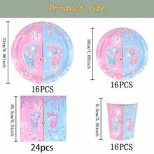 Gender Feet Disposable Set, 7/9 Inch Party Plates, Disposable Paper Plates Paper Cups Paper Napkins Set, Suitable For Wedding, Engagement, Birthday Party, Wedding Party Tableware - Multicolor - View 8