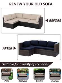 1 chiếc vỏ đệm ghế sofa ngoài trời họa tiết hạt bắp, chống thấm nước, màu trơn, chất liệu polyester co giãn, có thể tháo rời, kiểu bọc một nửa, thích hợp cho ghế sofa sân hiên, ban công, sân vườn. - Màu xanh hải quân - Xem 5