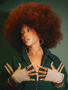 Afro Wig 14Inch Afro Wigs For Women 70s Mixed Brown Afro Kinky Curly Wig Bouncy Huge Fluffy Puff Wigs Synthetic Hair For Cosplay Daily And Party - 亮橙色 - 查看 1