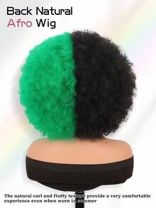 Afro Wig 14Inch Afro Wigs For Women 70s Mixed Brown Afro Kinky Curly Wig Bouncy Huge Fluffy Puff Wigs Synthetic Hair For Cosplay Daily And Party - 黑和綠 - 查看 6