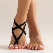 1 Piece Black Elastic Lace Ankle Bracelet Holiday Beach Foot Accessory Gift - Black - View 1
