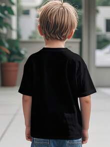 Children's Christian He Is Risen T-Shirt - True Story Cross And Resurrection Design, Comfortable Casual Round Neck Short Sleeve Easter Church Clothing, Christian Faith Clothing, Suitable For Boys And Girls, Spring Summer Autumn Church Activities And Casual Wear, Geometric Pattern And Cross Graphic, Breathable Fabric, Suitable For Regular Style For Activities And Games, Suitable For Easter Celebrations And Christian Gatherings, Boys' T-Shirt, Boys' Old Clothes, Back To School, Boys/Church Shirt, Toddler Boys' Clothing - 彩色 - 查看 2