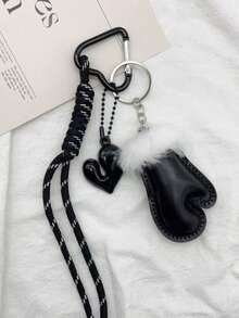 法国斗牛犬包挂饰、可爱小猫包挂饰、皮革小熊包挂饰、亚克力心形挂绳、攀岩绳钥匙扣、包包配件，适合作为生日、情人节或节日礼物 - 彩色 - 查看 7