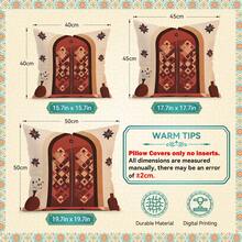 4pcs Islamic Architecture & Floral Pattern Throw Pillow Covers, Single-Sided Printed Cushion Covers, Suitable For Living Room Bedroom Home Decor, All Season - Pillow Inserts Not Included - Multicolor - View 3
