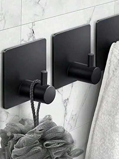 Heavy Duty Self-Adhesive Hook, Square Shape. Suitable For Hanging Clothes, Hats, Towels, Bathrobes In Bathroom And Kitchen. Wall-Mounted Hook Rack For Bathroom And Bedroom, Bathroom Accessories And Supplies.