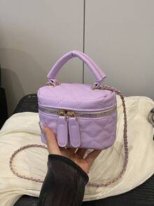 Lightweight Mini Chain Bag Quilted Handbag Bucket Bag Suitable For Girls, College Students And Office Workers - Purple - View 9