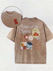 Summer Topssummer Tops 2026WeStyle Hub Valentine's Day 1 PcsFruit Of The Holy Spirit Christian Faith Religious Printing Vintage Washed T-Shirt, 230G, Retro Street Style. Simple And Versatile, Pure Cotton Is Of High Quality, Novel And Fashionable, And It Is A Must-Have Fashion T-Shirt For Spring And Summer. 180g 100% Cottongraphic Tees Womensummer Clothes Washed Cotton - Màu Khaki - Xem 1