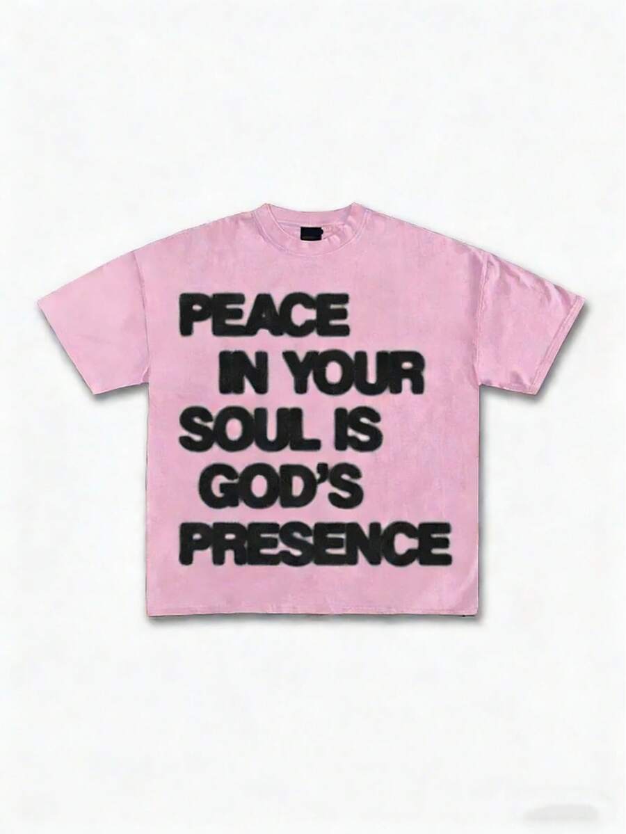 GOD'S ART ON DISPLAY Print , Personalized And  Men's Graphic Tees  -Men's T - Shirts. Summer Casual And Stylish Short - Sleeved T - Shirts Made Of 100% Cotton. The Most Popular Upper Garment For Men. - 粉色 - 查看 1