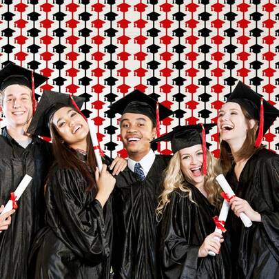Rèm tua rua mũ tốt nghiệp mùa lễ tốt nghiệp năm 2026 màu đỏ, đen, xanh dương, đen, vàng, đen, trang trí phông nền tiệc lễ tốt nghiệp, phụ kiện chụp ảnh tốt nghiệp cho sinh viên, đồ dùng tiệc tốt nghiệp, rèm cửa tua rua