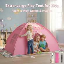 Tienda de campaña para s tamaño grande de unicornio para niñas 70 x 45 x 43 pulgadas casa de juegos rosa para s con bonitos estampados de helados y frutas espacio de juego-074 - como en la foto - Ver 2