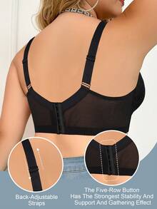 mimilemon 大码女士黑色蕾丝内衣 - 侧边遮盖设计，透气舒适，适合度假穿着 - 黑色 - 查看 4