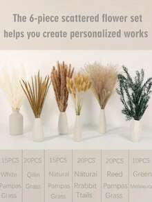 1 Buquê de Grama de Pampa, Múltiplas Combinações Disponíveis, Decoração para Casa e Jardim para Primavera/Verão, Buquê de Planta Natural, Adequado para Centro de Mesa em Vaso, Casamento, Aniversário, Decoração Residencial/Comercial, Festa, Feriado, Adereços de Fotografia, Arranjo Floral DIY - Buquê-6 - Visão 4