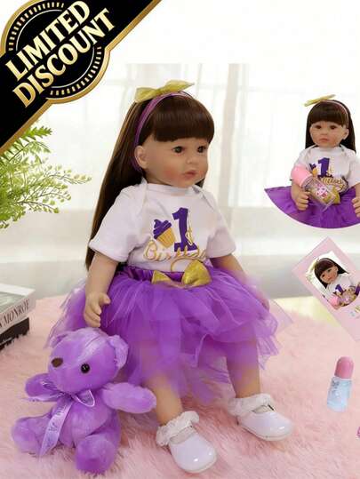 Newborn Baby Doll, 24 Inch Reborn Baby Doll, Soft Touch Baby Doll, Lifelike And Realistic Blood Vessels, Hand Rooted Hair, Suitable For Children's Birthday/Christmas Gifts