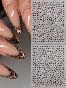 2 Sets Retro Fashionable Leopard Print 3D Nail Stickers, Black And Brown Leopard Print 3D Self-Adhesive Nail Art Decals For Winter - Multicolor - View 13