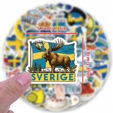 62PCS Swedish Stickers Aesthetics Stickers Scrapbooking, Diary, Laptop, Bumper, Skateboard, Water Bottle, Computer, Phone Greeting Cards, Photo Albums, Furniture, Stickers - Multicolor - View 3