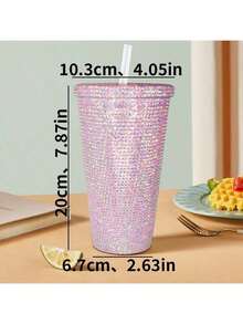 1pc Diamond-Encrusted Bead - Featuring A Sparkling Pearlescent Design, This Reusable Cup With A Straw Is Leak-Proof And Perfect For Party Drinks, Daily Use, And As A Birthday/Valentine's Day Gift - Multicolor - View 22