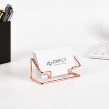 Soporte de tarjeta de visita con acabado metálico electrochapado de moda, estante de almacenamiento de escritorio de oficina/hogar, antioxidante - Multicolor - Ver 6