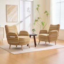 Living Room Chairs - Mustard Yellow + Boucle - View 9