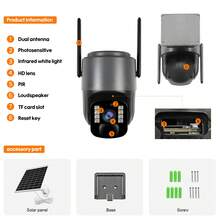 Solar Outdoor Wireless Security Camera, Low-Power WiFi Security Camera, Equipped With Solar Panel, Rechargeable Battery, CCTV 2.4G WiFi, 355° PTZ With AI Motion Detection, Color Night Vision, Two-Way Audio, Cloud Storage, Application Connects Suitable For Home Wireless Security Cameras For Watching The Elderly, Babies, Children, Pets; - Black - View 3