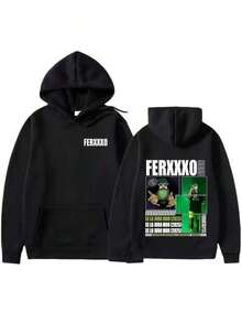 Rap Artist Feid Ferxxos Tour 2025 Aesthetic Harajuku Autumn_Winter Printed  Loose Casual Fashion Hip-Hop Hoodie Essentials Hoodie Hoodie For Women Sweatshirts For Women Hoodies For Men 's Hoodie Sweatshirts For Men Essentials Fear - 黑色 - 查看 1