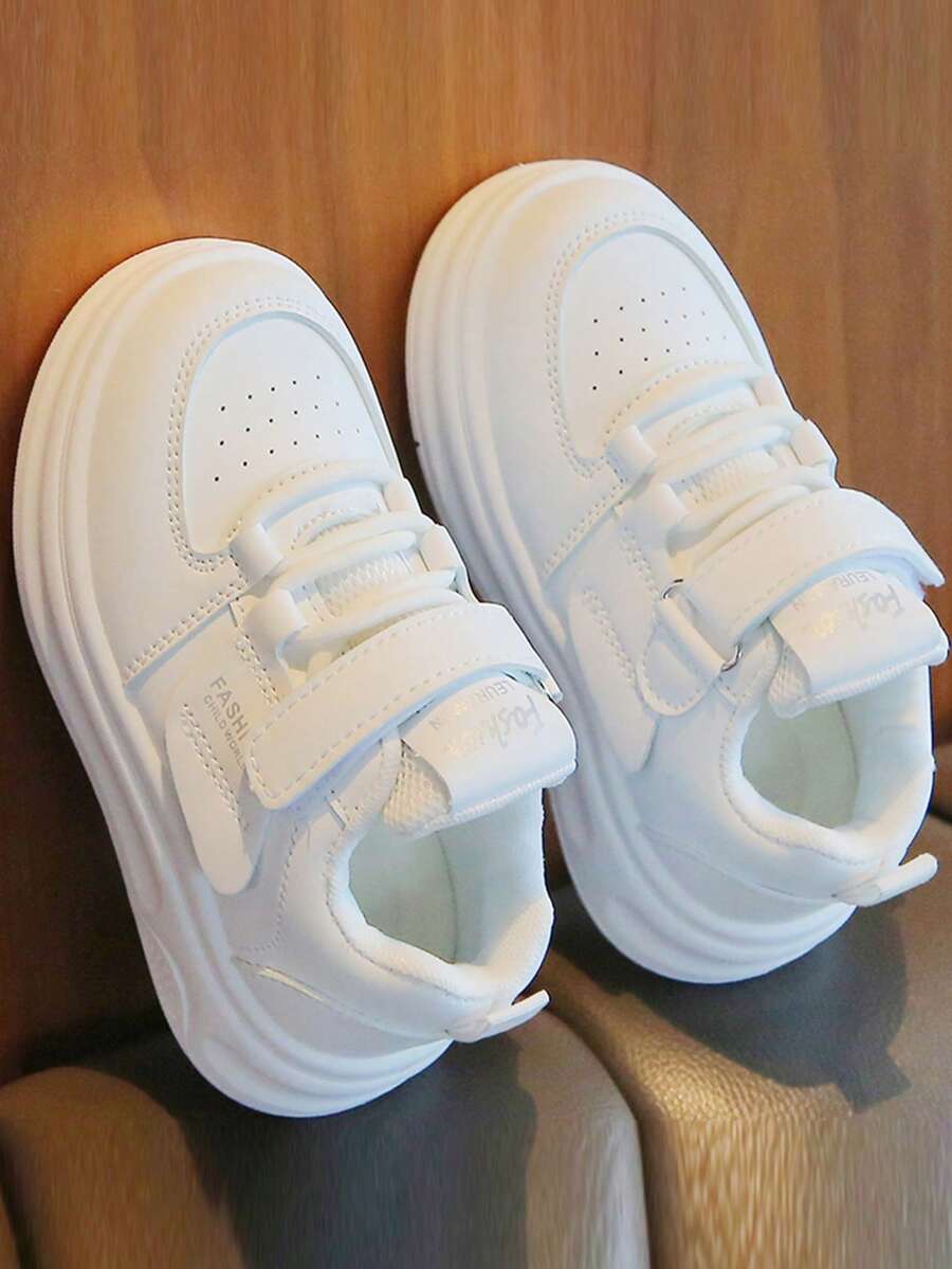1 Pair Children Classic White Casual Sneakers, Comfortable & Fashionable - White - View 1