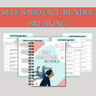 Cuaderno de trabajo sobre autosabotaje y procrastinación - Diario guiado para relajación, autoestima, motivación y crecimiento personal | Hojas de trabajo de asesoramiento para la curación y el bienestar mental