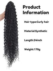 24英寸长波浪形合成假发，带发夹马尾，耐热夹式接发，适合女性和女孩。 - 彩色 - 查看 4