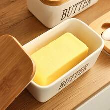 Ceramic Airtight Butter & Cheese Keeper With Lid | Multi-Use Kitchen Storage Dish To Lock In Freshness & Isolate Odours | Easy-Clean Modern Design - A - View 2