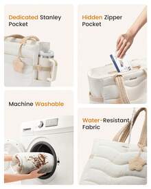 LOVEVOOK Tote Bag For Women,Puffer Work Bag,Quilted Teacher Nurse Tote Bag With Zipper For Travel Gifts For Women - 米色 - 查看 5