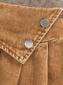 Bộ 3 món cho bé gái, gồm áo khoác kiểu sinh viên, áo hai dây và chân váy xếp ly, thích hợp cho mùa thu/đông. - màu nâu - Xem 7