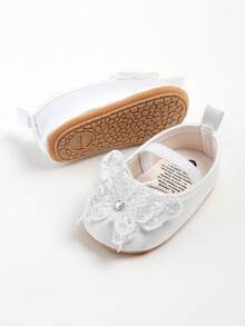 Infant Girls Mary Jane Flats - Infant Newborn Walking Shoes Soft Rubber Sole Princess Wedding - White - View 8