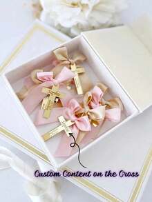 Customized Acrylic Cross Baptism Tag, Cross Baptism Gift Tag, Blessing Tag, Baptism Gift, Customized Baptism Name, Cute, Fun, Y2K Style, Unisex, Casual, Customized, Unique, Customized, Her, Friend, Suitable For Anniversary, Valentine's Day, Day, Housewarming, School Supplies, Back To School Season - Multicolor - View 4