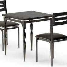 Juego de mesa de comedor de 3 piezas para 2 personas que ahorra espacio: muebles modernos de cocina y comedor con patas en espiral, perfectos para apartamentos o casas, disponibles en marrón, negro y - Negro - Ver 7